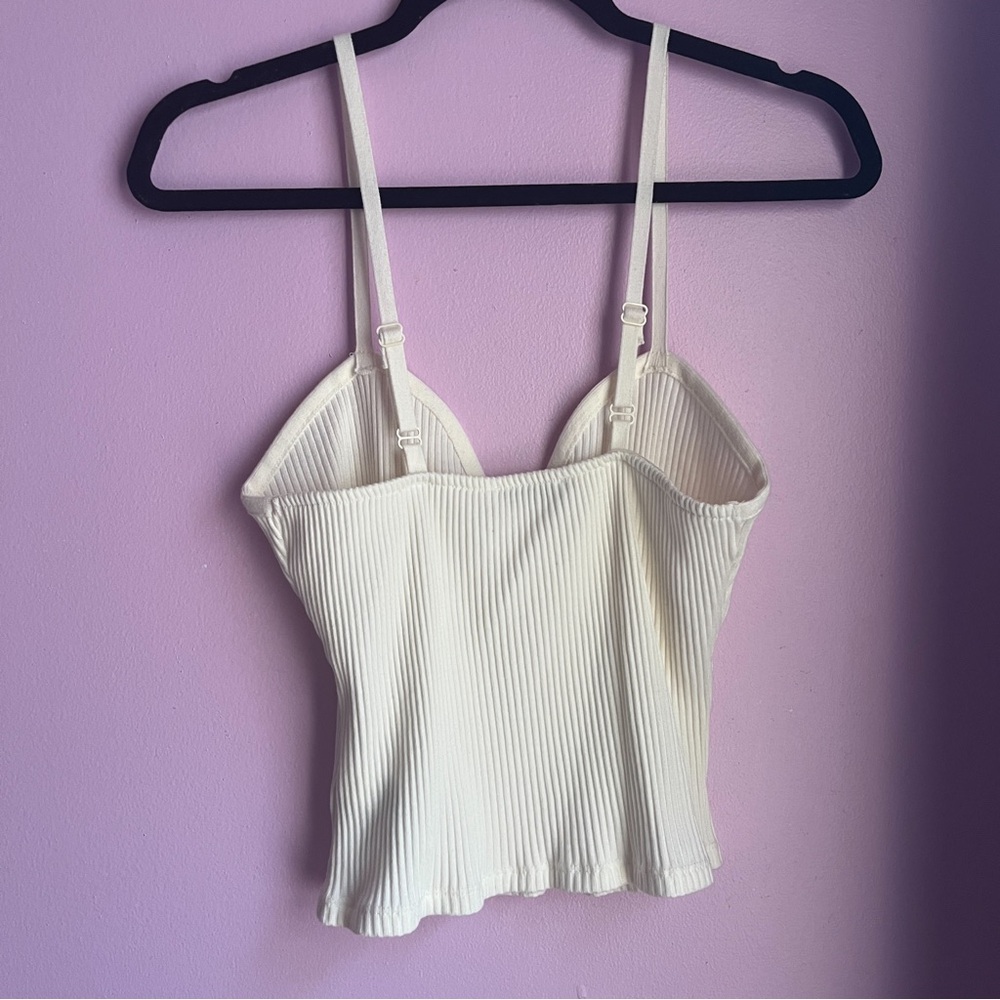 Zara Cream Ribbed Tank Top - Picture 2 of 2